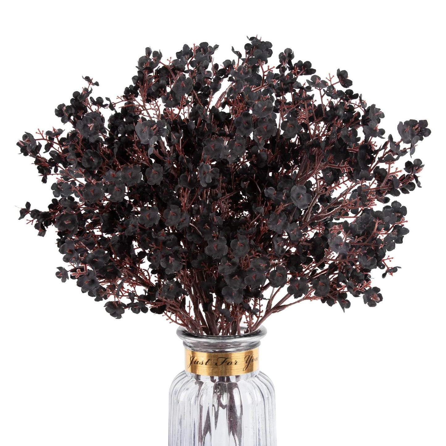 HIAGROW Babys Breath Artificial Flowers, 8 Bundles Real Touch Black Fake Flowers Silk Flowers Bulk for Vase Home Office Wedding Indoor Outdoor Centerpiece Table Party Halloween Decorations