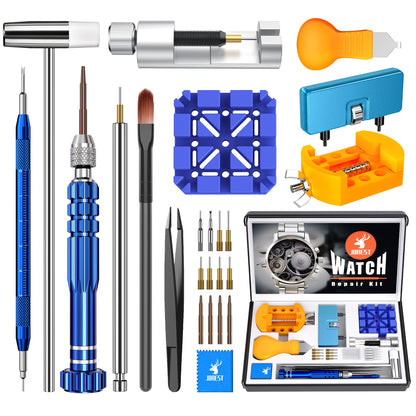 JOREST Watch Repair Kit, for Watch Battery Replacement & Watch Link Removal and Resizing & Watch Opener, Watch Repair Screwdriver Set, Watch Wrench Back Remover, Watch Cleaning, Spring Bar Tool