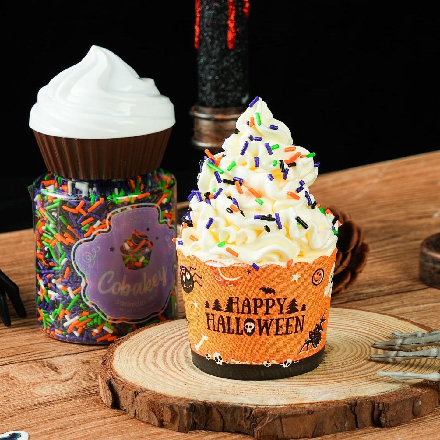 Halloween Jimmies Sprinkles for Cake Decorating 4.2 oz Edible Purple Orange Black and Green Sprinkles for Cupcake Topper Cookie Chocolate Cake Ice cream Decorations Baking Halloween Party
