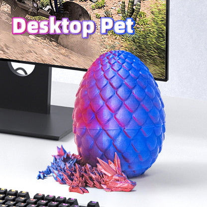 Flavery Dragon Egg - 3D Printed Egg with Flexible Dragon Inside, 3D Printed Gift, Articulated Dragon Egg Fidget Toy, Easter Egg,Figurine Decor (12” Dragon)