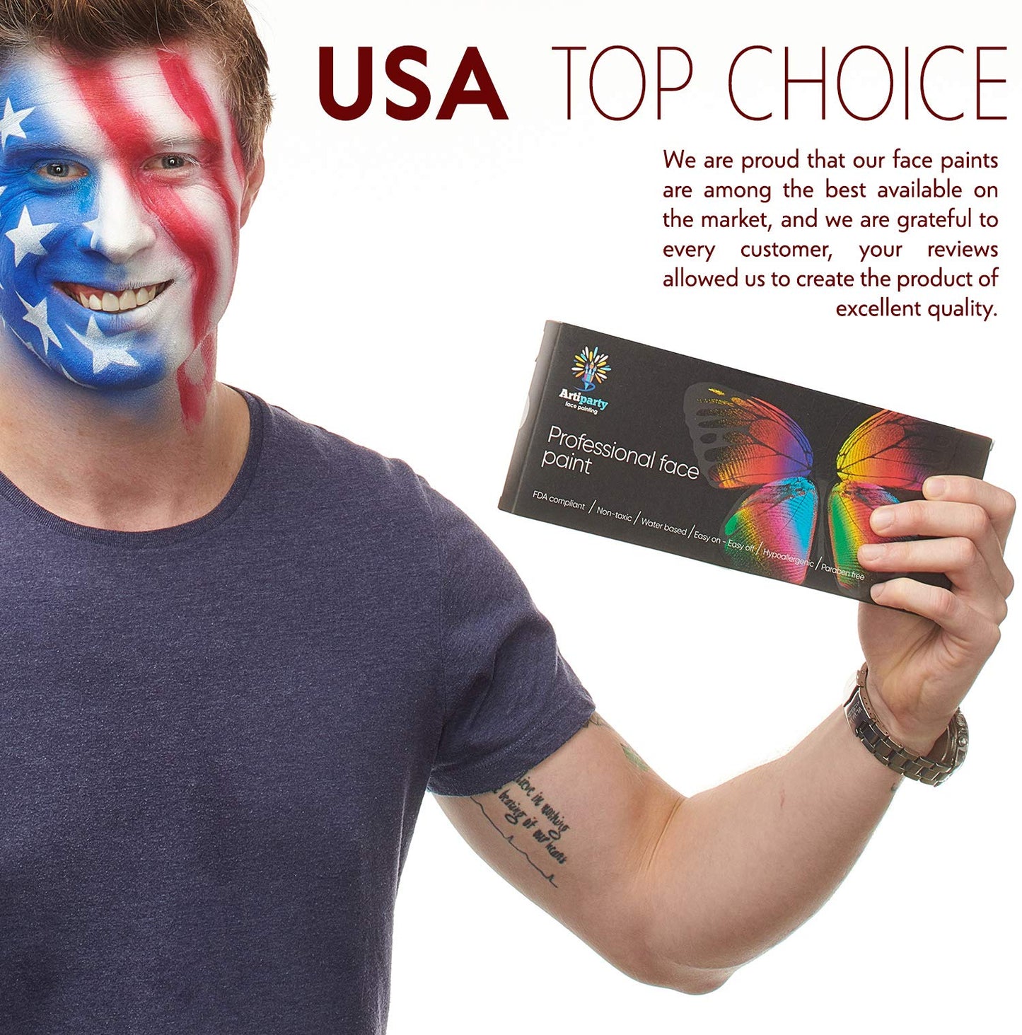 Face Paint Kit - Dermatologically Tested, Non-Toxic & Hypoallergenic - Professional Painting for Kids & Adults - Cosplay Makeup - Easy to Apply & Remove - Leakproof Dry Glitters