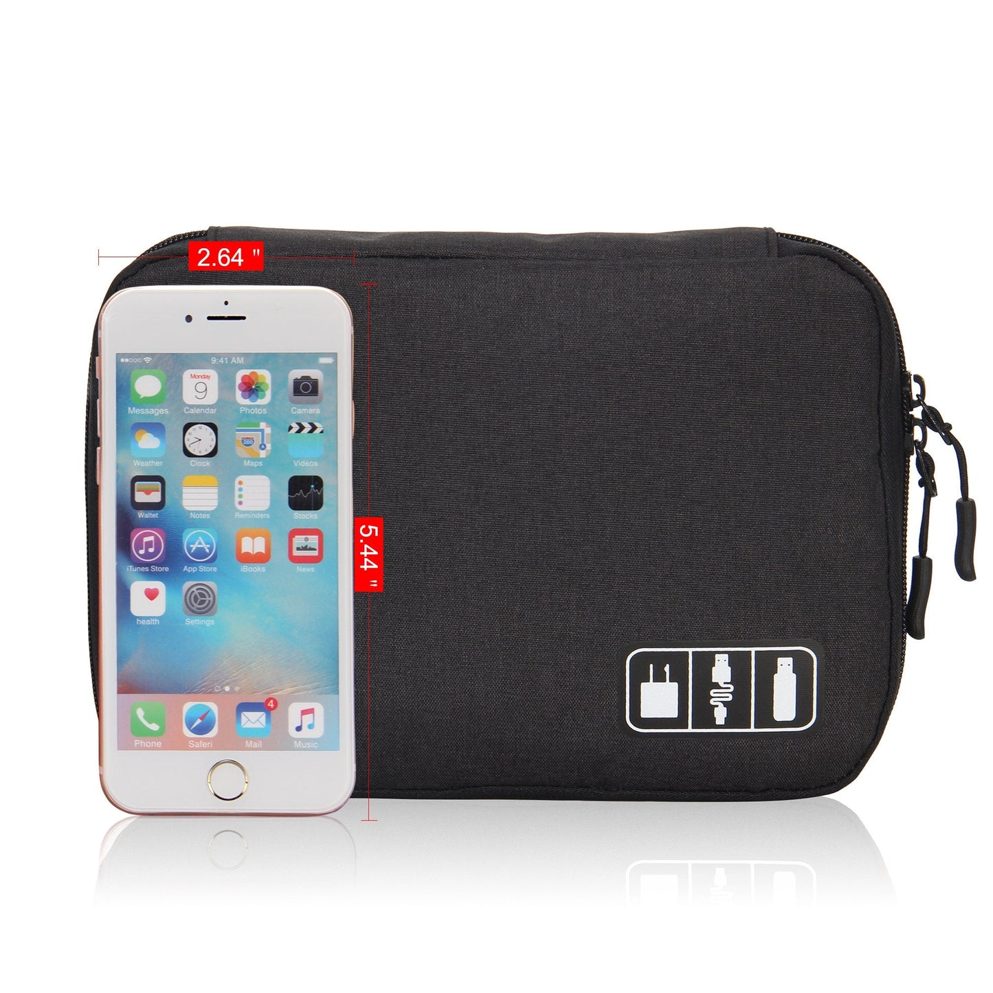 Hynes Eagle Travel Universal Cable Organizer Electronics Accessories Cases for Various USB Phone Charger and Cable Black