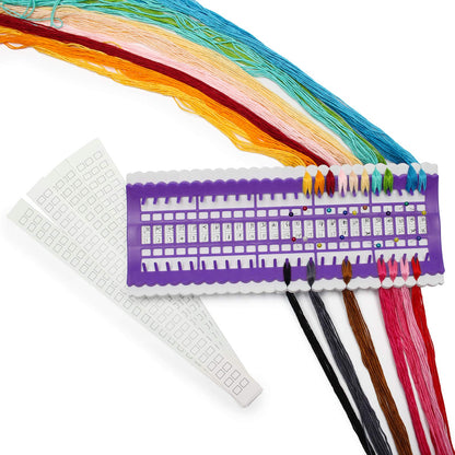 50 Positions Floss Organizer Embroidery Shelf, Luxiv Thread Organizers for Cross Stitch Embroidery Thread Holder with 15Pcs Replaceable Paper Card Sewing Needle, Embroidery Floss Organizer