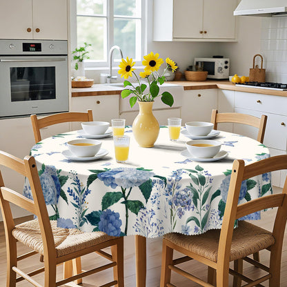 Eikione Round Table Cloths 60 in, Floral Tablecloth Waterproof, Wrinkle Free Polyester Flower Table Cover for Patio Party