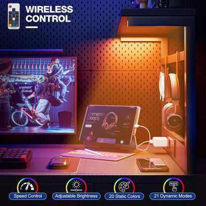 Grandder Gaming Desk 47 Inch with Power Outlet and LED Light, Computer Desk with Reversible Shelves and Storage Drawer, Pc Small Desk for Home Office Table with Bag, Carbon Fiber Black