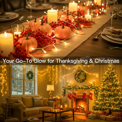 suddus Indoor Christmas Lights with Remote, Warm White String Lights Plug in with Timer, 33ft 100 LED Twinkle Fairy Lights for Bedroom Xmas Tree Wreath Garden Party Outdoor Thanksgiving Decorations