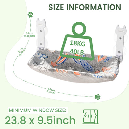 HiPetpy 2 Pack Cat Window Perch, Glow in The Dark Foldable Cat Hammock with Sunken Design & Removable Soft Cover, Breathable Cordless Window Bed for Resting Indoor Kitten (Shallow Perch, 2 Pack - M)