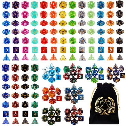Coyeekn DND Dice Set, 25 x 7 (175 Pieces) Polyhedron Dice 25 Colors Dice for Dungeons and Dragons Tabletop Role-Playing Games with 1 Large Flannel Bag