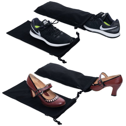 ZENPAC Shoe Dust Bags, Black Duster Flannel Pouch with Drawstring Closure, Washable Breathable Cotton Fabric for Boots, Travel, Luggage, 8x17, 4 Pack