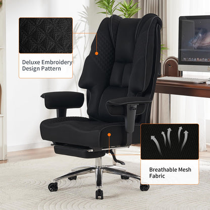EXCEBET Big and Tall Office Chair 400lbs Wide Seat, Leather High Back Executive Office Chair with Foot Rest, Ergonomic Chairs Lumbar Support for Lower Back Pain Relief (Mesh Black)