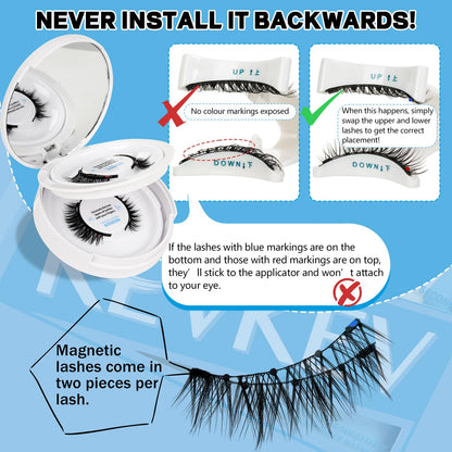 KevKev Magnetic Eyelashes Kit 2Pairs Reusable Magnetic Lashes Kit Smaller Magnets False Eyelashes without Eyeliner No Glue Needed with Applicator Easy to Wear and Remove