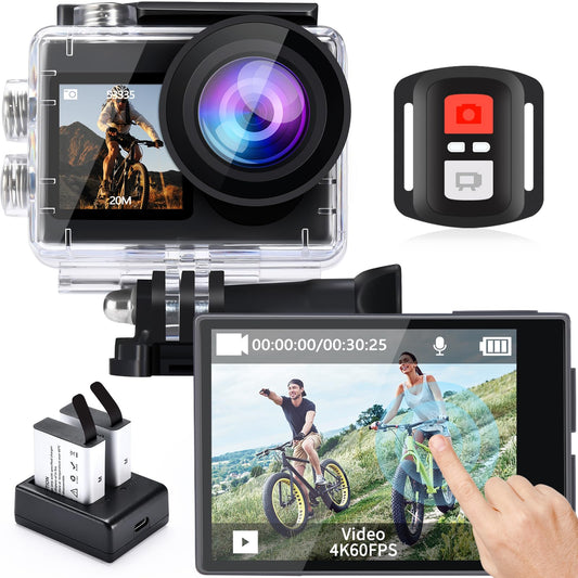 icefox i8 Action Camera with 4K 60FPS 20MP, 5X Zoom, Underwater Waterproof Camera with Optimized EIS, Video & Photo Editing by Snap Pro App, WiFi Remote Control for Diving, Cycling and Vlogging