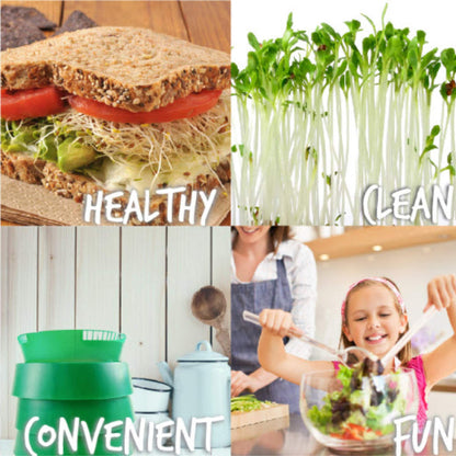 Handy Pantry Complete Sprouts Growing Kit | Sprouting Kit with 3 Stackable Sprouting Trays | Seed Sprouter, BPA-Free | Includes Organic Sprouting Seeds & Instructions