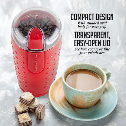 OVENTE Electric Coffee Grinder for Beans, Spices and More, 2.5Oz Compact Grinding Mill, Spice Grinder with Stainless Steel Blade, Pulse Button Operation and Transparent Easy to Open Lid, Black CG225B
