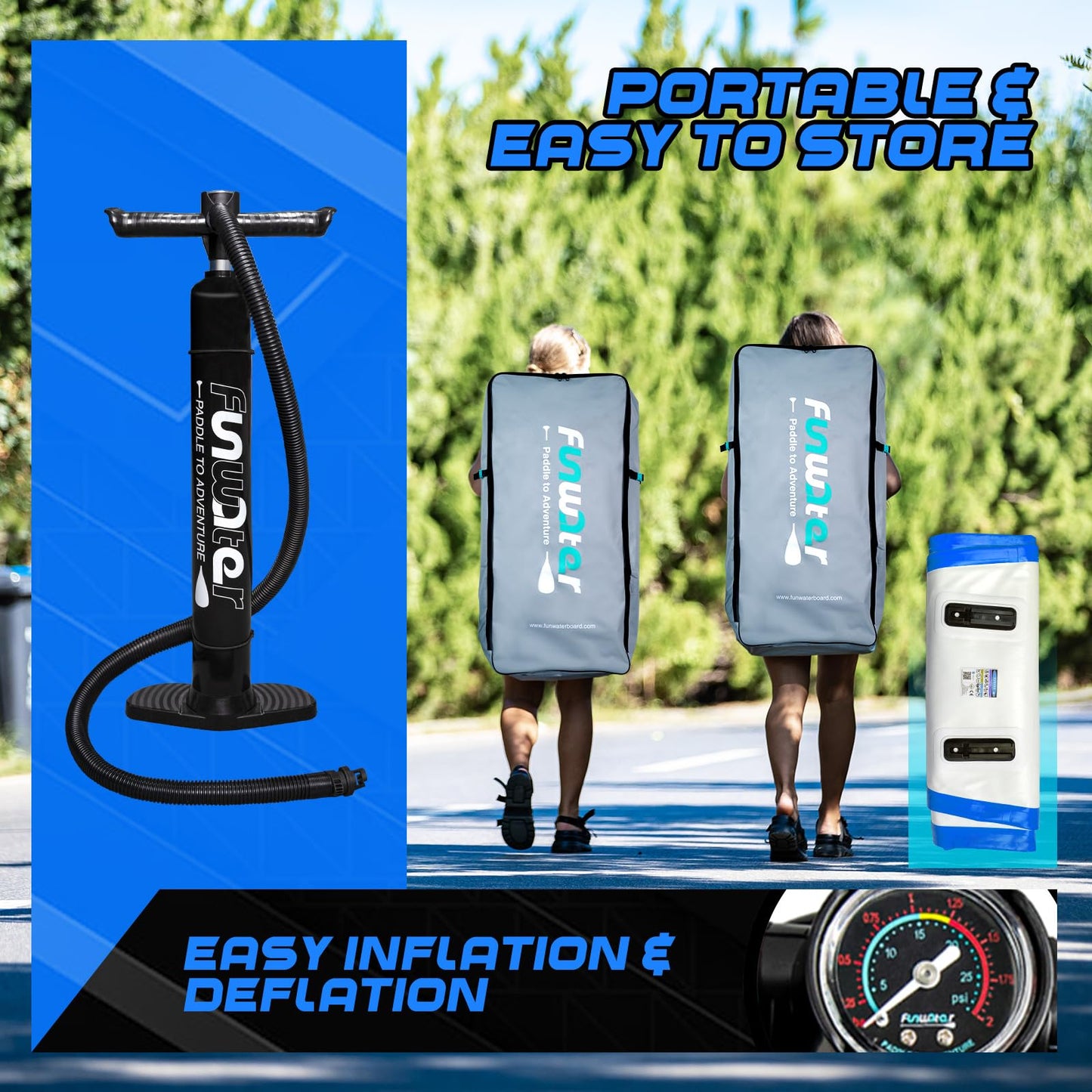 FunWater Stand Up Paddle Board Ultra-Light Inflatable Paddleboard with SUP Accessories for Adults & Youth of All Skill Levels