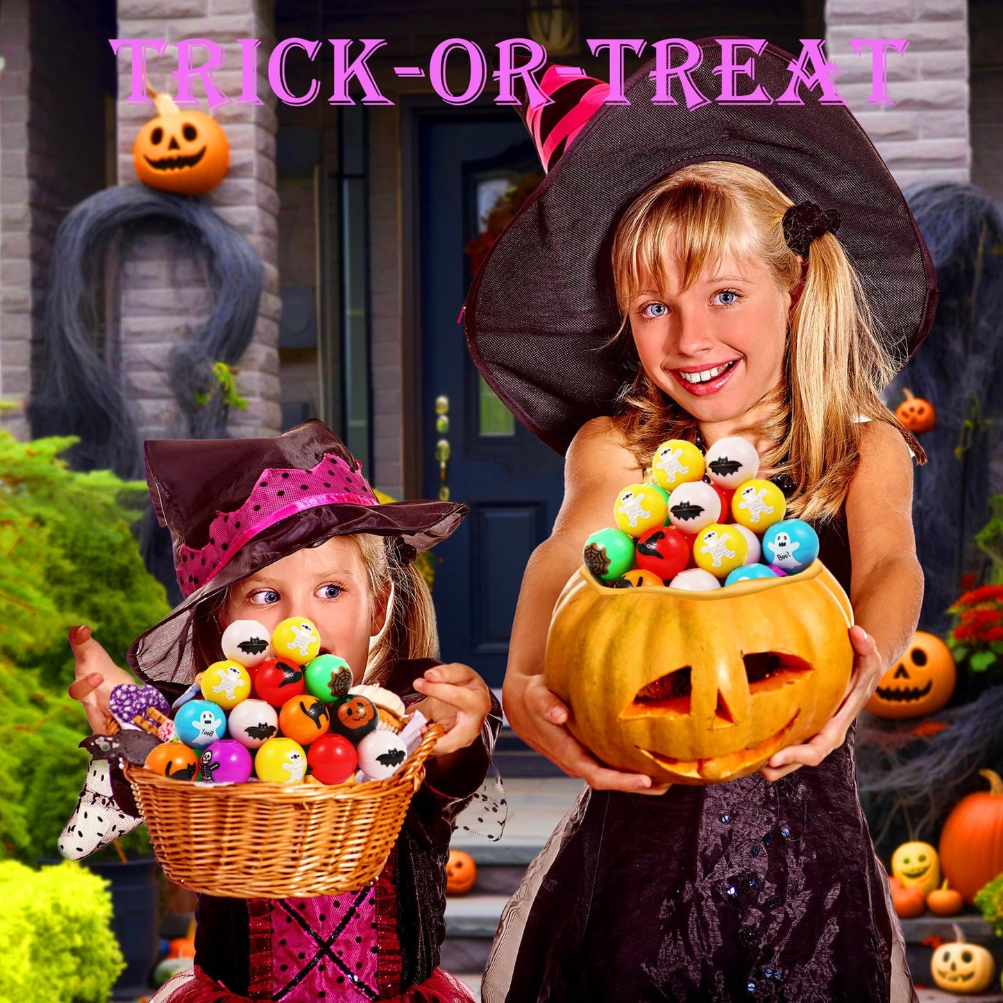 24 Pcs Halloween Mini Fidget Spinners Ball Toys for Kids Adults Halloween Trick or Treat Goodie Bag Fillers Treasure Box Toys for Boys Girls Halloween Party Favors Classroom Prizes