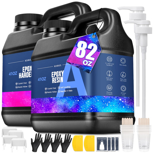 KISREL Epoxy Resin 82OZ - Crystal Clear Epoxy Resin Kit - No Yellowing No Bubble Art Resina Casting for Art Crafts, Jewelry Making, Wood & Molds(41OZ x 2)