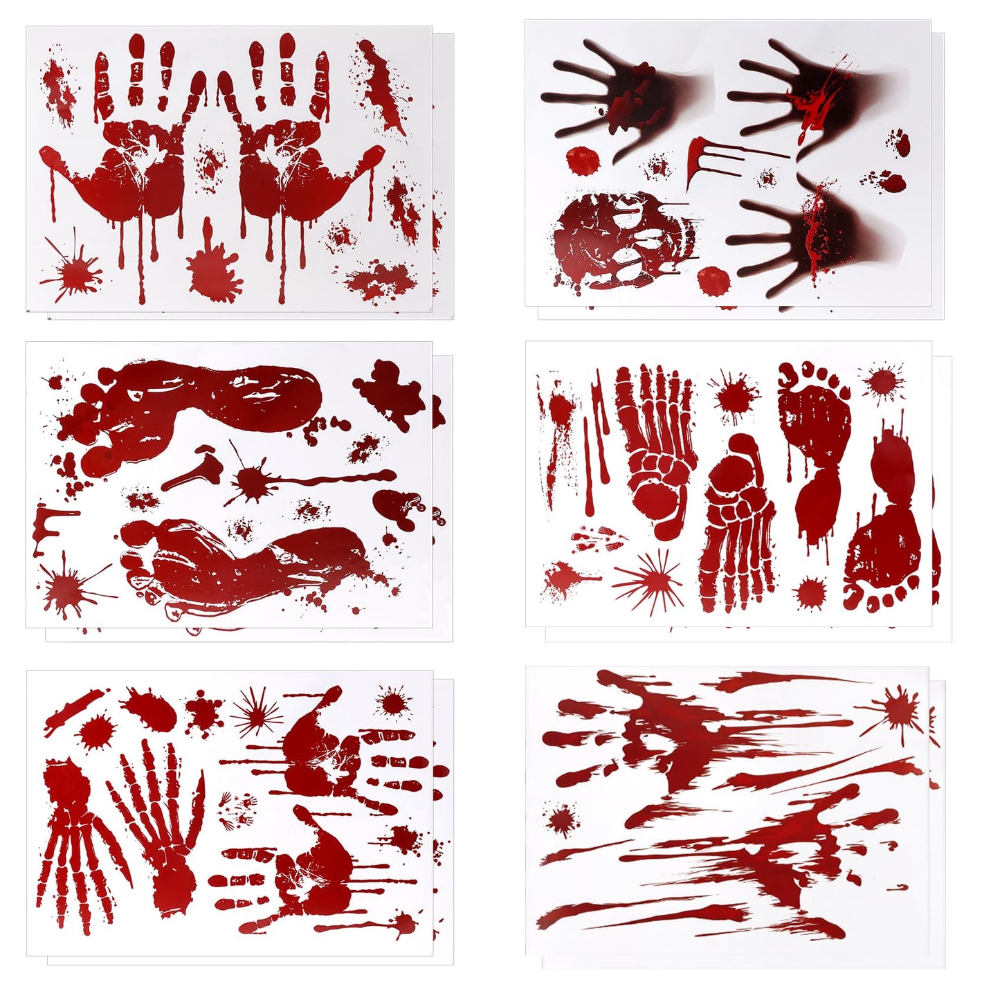 DC-BEAUTIFUL Halloween Bloody Handprint Footprint Horrible Window Stickers, 12 Sheets Decoration Clings for Window Wall Floor Glass Bathroom Outdoor Indoor Halloween Party