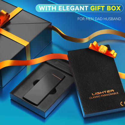 Coquimbo Gifts for Men Dad Him, Electric Lighter USB Rechargeable Windproof Flameless Dual Arc Plasma Lighter for Household Candle Incense Fireplace (Black)