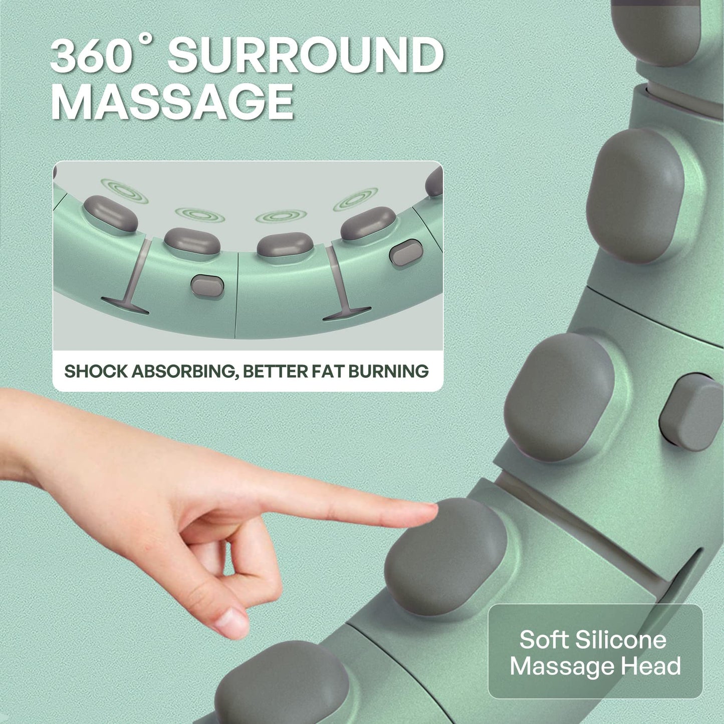 Leann L!fe 11+1 Spare Knots Waist 36" with Counter, Smart Weighted Hula Hoop for Adults Weight Loss, Infinity Hoop, Children Adult Home Outdoor Fitness Exercise, Abdominal Toner, Green