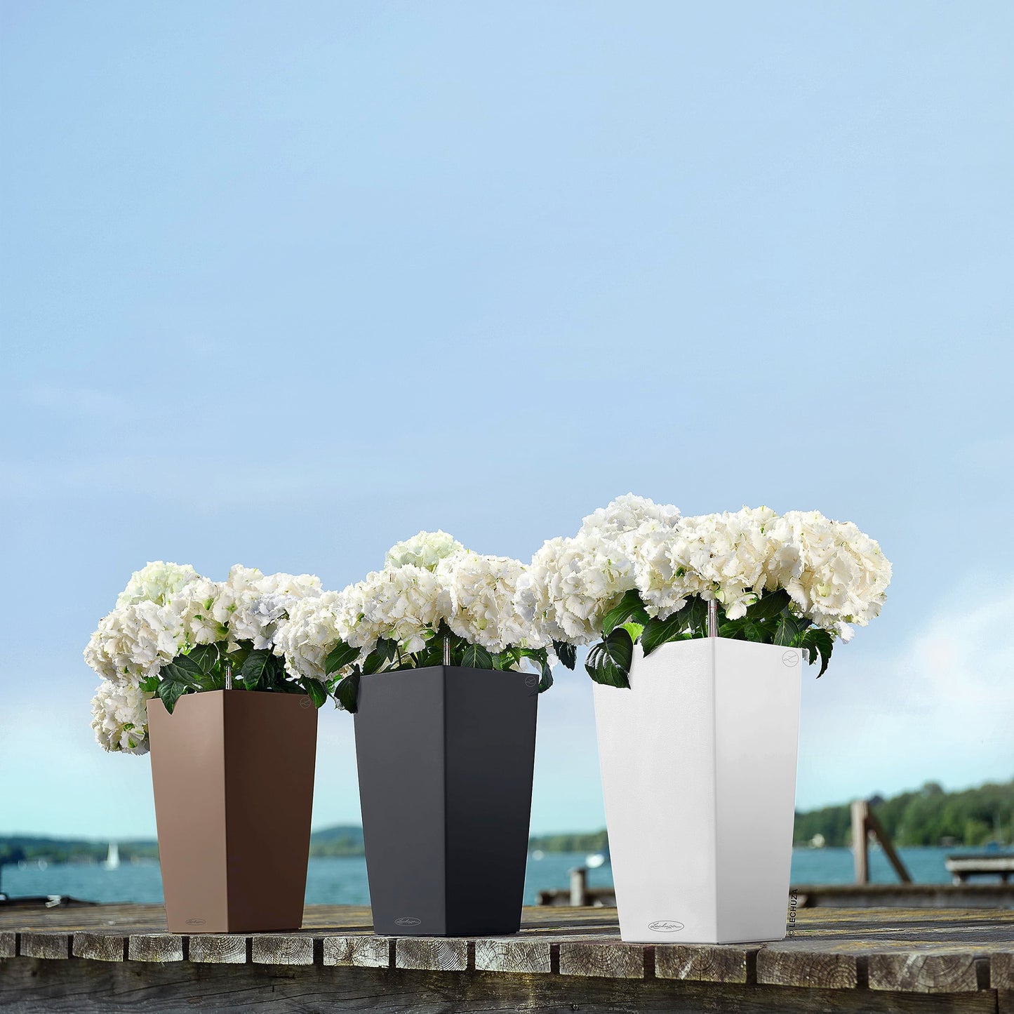 Lechuza Cubico Color 22 Self-Watering Planter with Water Level Indicator, White