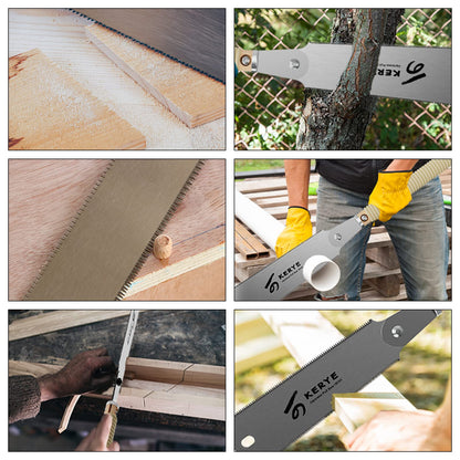 KERYE Japanese Pull Saw 9.5 Inch, Hand Saw with Double Edges of 10/17 TPI and Replaceable Blade, Ryoba Wood Cuttter, Sharp and Light Woodworking Tools Gifts for Men and Women-KY01