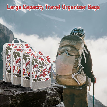 Compression Packing Cubes for Travel 4 Set Luggage Packing Organizer Bag Compressible Expandable Organizer Cubes For Carry On Luggage Suitcase Travel Essentials Accessories for Women Men