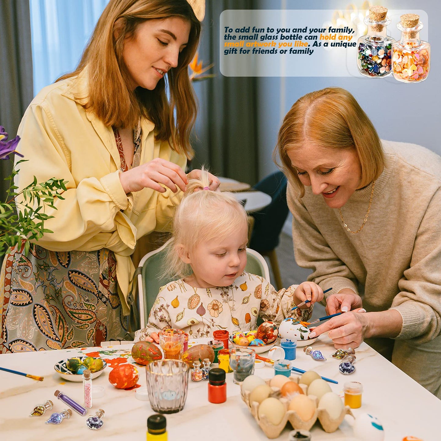 Geiserailie 50 Pieces Small Tiny Glass Spell Jars Bottle with Cork Stopper Witchy Gifts Witchcraft Supplies Wishing Bottles with Eye Screws Funnel Rope for DIY Crafts(Transparent,Style A)