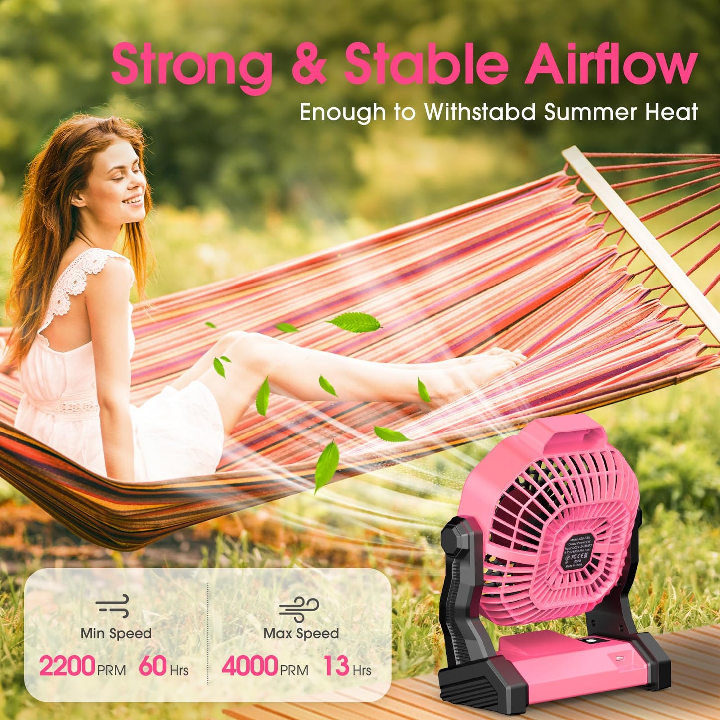 JINLICTE Camping Fan with LED Lantern, 20000mAh 9-inch Rechargeable Battery Operated Portable Tent Dual Motor, Quiet and Strong Wind, Hang Hook, Perfect Outdoor USB for Picnic, Barbecue, Fishing