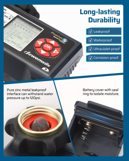 DEWENWILS Sprinkler Timer 2 Zone, Water Timer for Garden Hose, Programmable Hose Timer Faucet Watering with Automatic/Rain Delay/Manual Mode, Outdoor Irrigation Controller for Lawn, Yard