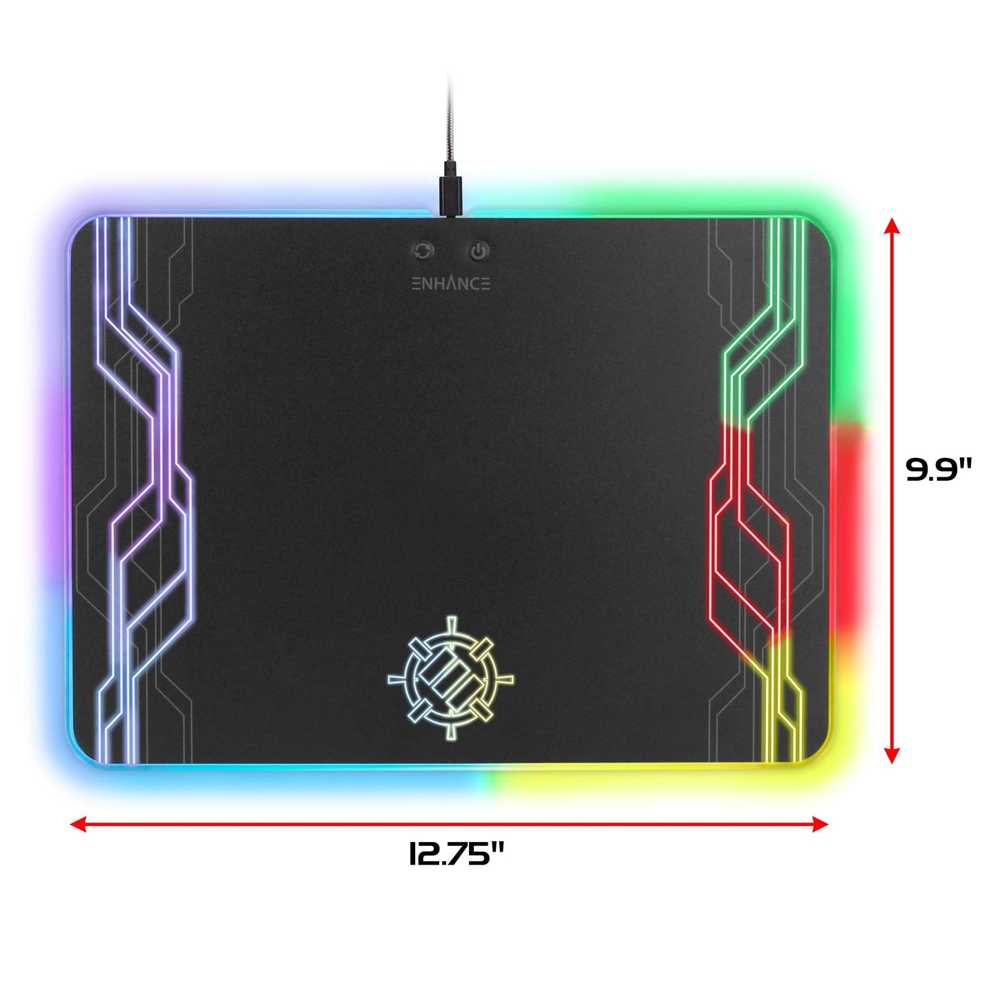 ENHANCE LED Gaming Mouse Pad RGB - Hard Mouse Pad with 7 Light Up Modes and Brightness Controls - Large Surface (13.75 x 9.8 in) with Glowing Lights and Rubber Non-Slip Grip for Desktop Gamers