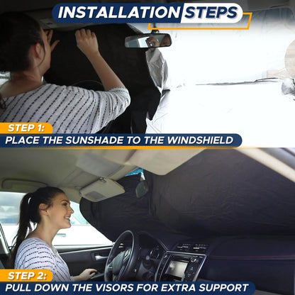 EcoNour Patented Design for Car Windshield Sun Shade | Blocks 99% Heat and Keep Interior Cool | Fits Cars, SUV, Truck | Automotive Sun Screen,Visor and Summer Vehicle Accessories | Medium (64x32)