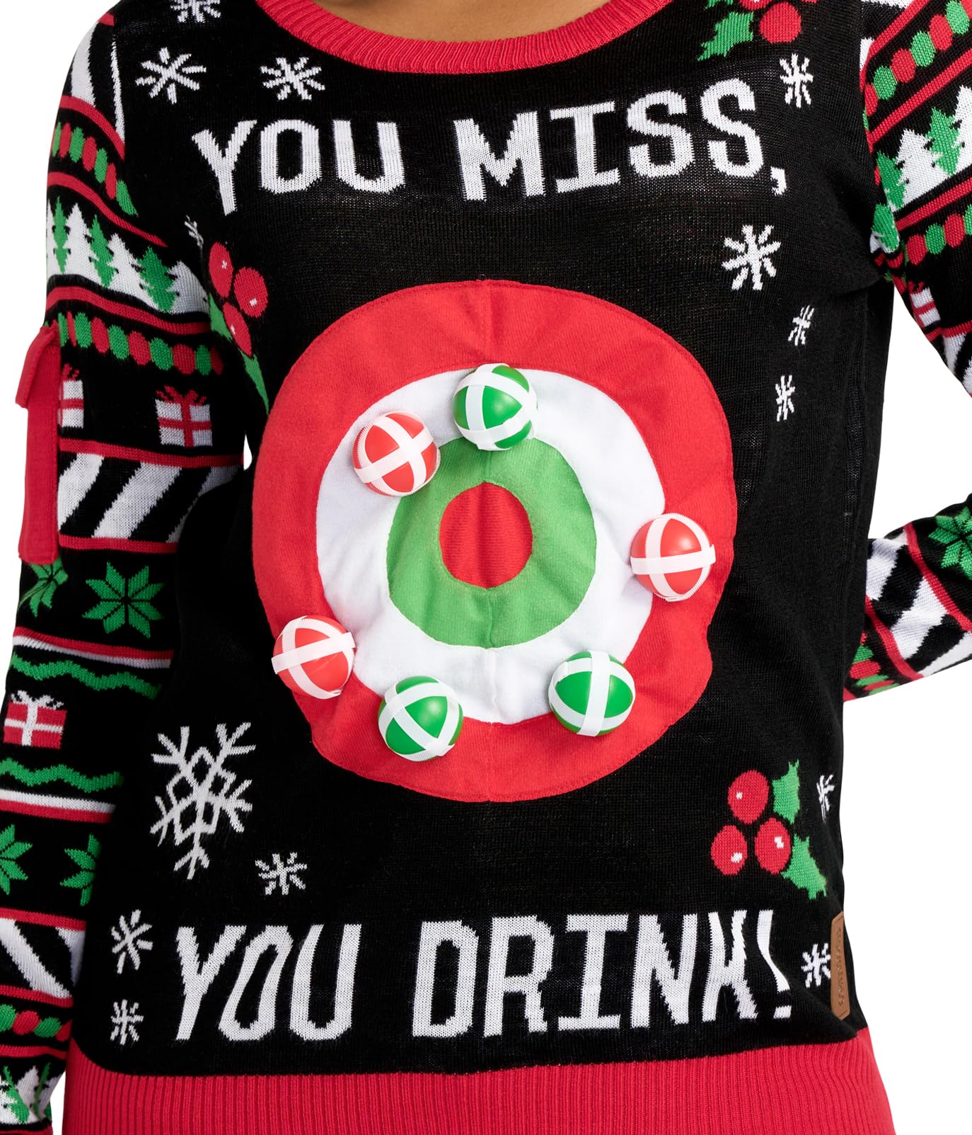 Tipsy Elves Women's Drinking Game Ugly Christmas Sweater: Medium