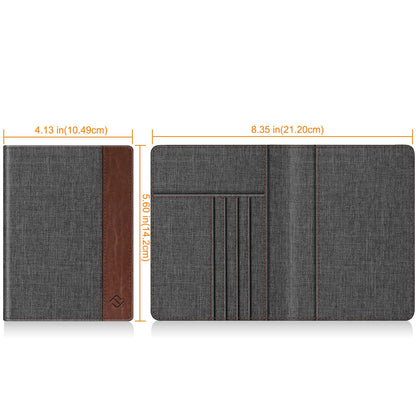 Fintie Passport Holder, Slim Travel Wallet RFID Blocking Card Case Cover Passport Cover Protector Essentials with Credit Card Slots for Women/Men, Denim Charcoal Brown