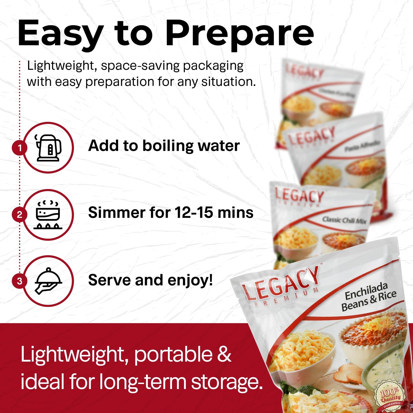 Legacy Food Storage 3 Day Kit, Emergency Food Supply, 4 Entrees, 6,000 Total Calories, 6 Lbs, 16 Large Servings, Shelf Stable, Freeze Dried Survival Meals for MRE Camping, Hiking, & More