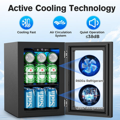 Electactic 24 Cans Beverage Refrigerator Cooler, Mini Fridge Countertop Drink Cooler for Soda, Canned Beer, Adjustable Digital Temperature Control for Home Dorm Office, Black