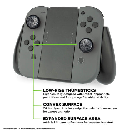 KontrolFreek Eclipse for Nintendo Switch Joy-Con and Switch Lite | 2 Performance Thumbsticks | 2 Low-Rise Convex | Black