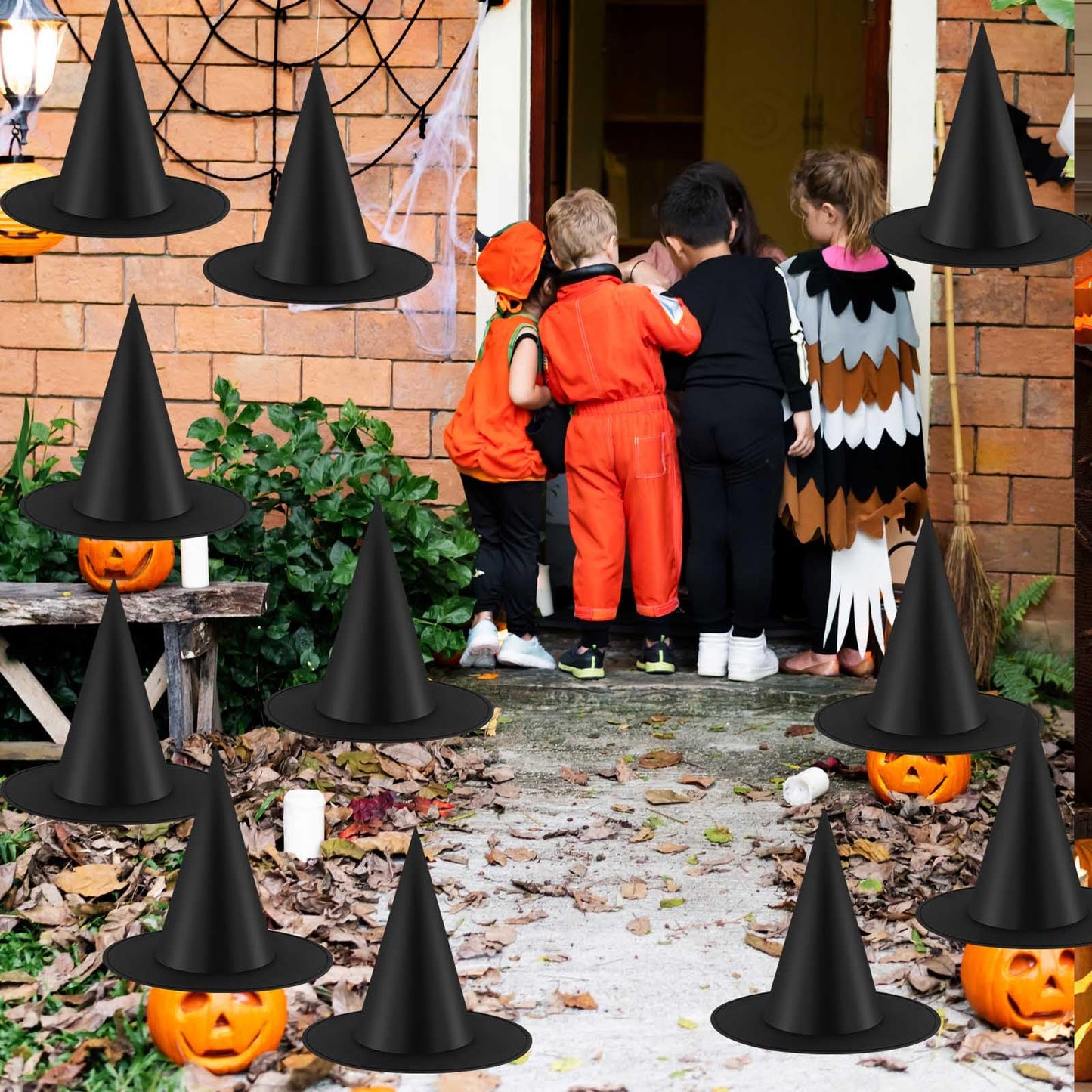 KSPOWWIN 12PCS Halloween Witch Hats Witch Costume Accessory, Black Witch Hat for Halloween Party Decoration
