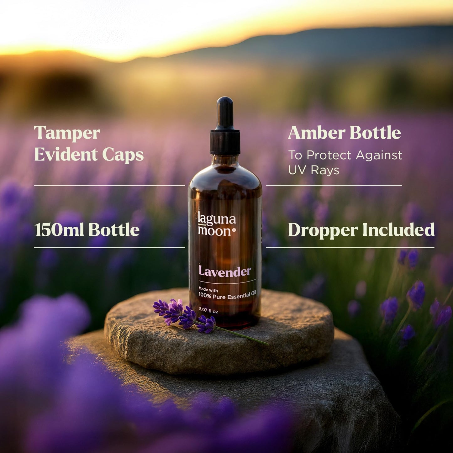 Lagunamoon Essential Oils Set - Top 6 Blends for Diffusers, Home Care, Candle Making Scents, Fragrance, Aromatherapy, Humidifiers, Gifts - Peppermint, Tea Tree, Lavender, Eucalyptus, Orange (10mL)