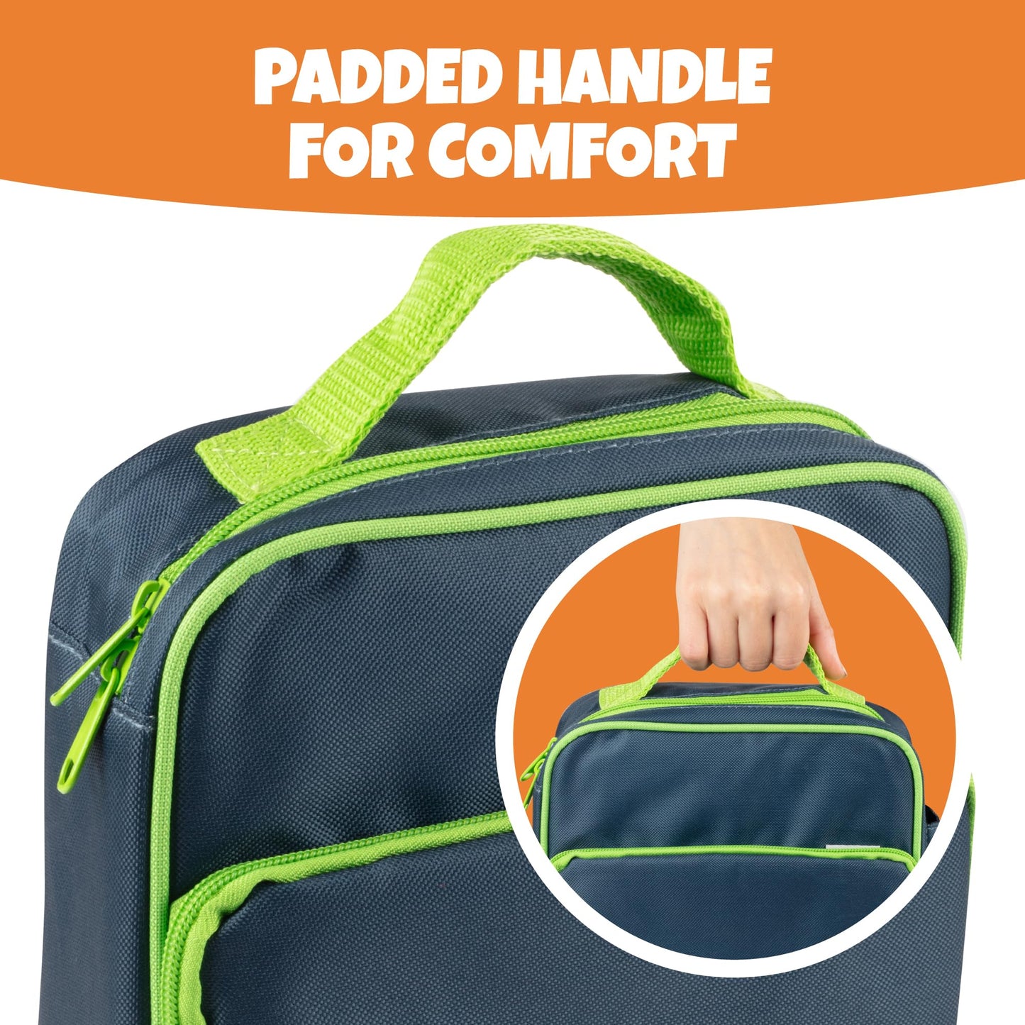 Insulated Lunch Box w Snack Pocket & Water Bottle Holder-Girls or Kids School Lunchbox Tote Keeps Food Hotter or Colder Longer-Reusable Bag Fits Most Bento Boxes Ice Packs Nesting Container-Blue Green