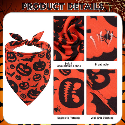 EXPAWLORER Halloween Dog Bandanas - 4 Pack Reversible Holiday Dog Bandanas Costume Boy and Girl, Soft Triangle Scarfs Bibs, Festival Pet Bandanas Outfit Gift for Puppies Small Medium Large Dogs, XL