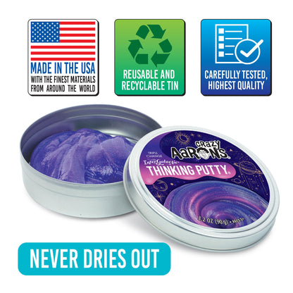 Crazy Aaron's Thinking Putty - Intergalactic - Triple Color Changing Putty for Kids and Adults in a 4" Tin - Creative and Endless Fun, Stress Relief Therapy Toys, Never Dries Out - Made in USA