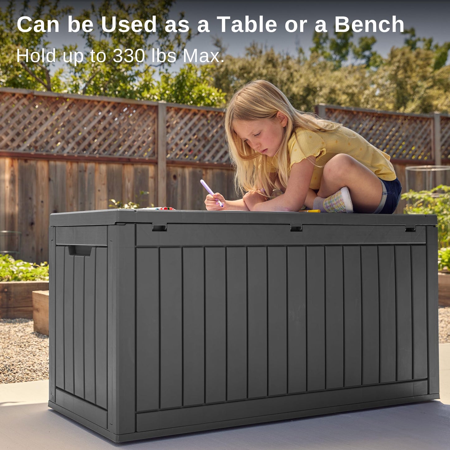 EAST OAK Outdoor Storage Box, 60 Gallon Deck Box Indoor and Outdoor Use, Black