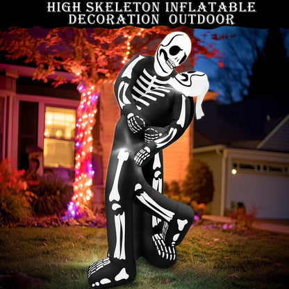 6 Ft Halloween Inflatable Skeleton Couple Embrace Kiss Outdoor Decoration with LED Lights, Day of The Dead Blow Up Skull Yard Decor Halloween Skeletons Inflatable for Holiday Party, Garden, Lawn