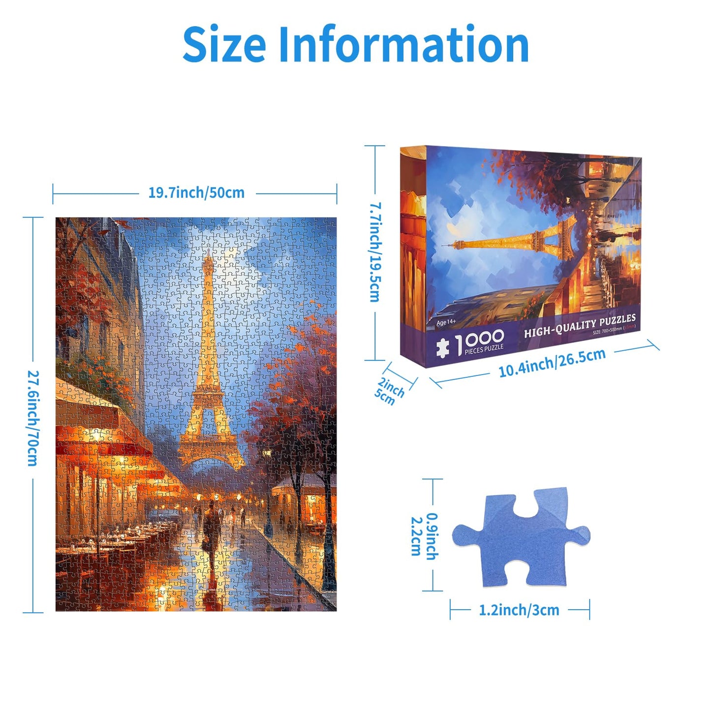 1000 Piece Puzzle for Adults Paris Tower Jigsaw Puzzles 1000 Pieces Eiffel Tower Puzzle for Adults Paris Night View Oil Painting 1000 Piece Jigsaw Puzzles Challenging Gift for Teens Seniors