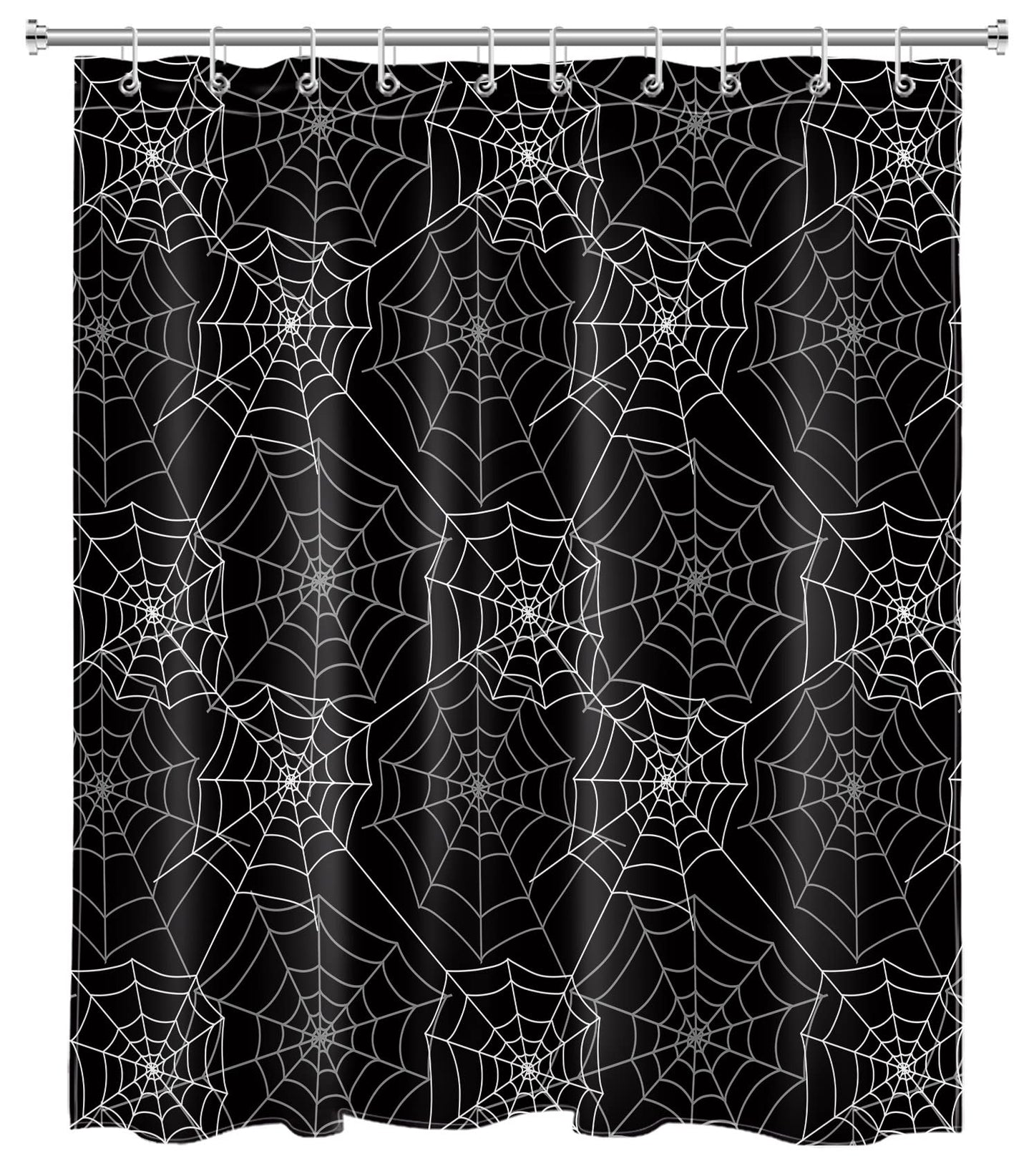 LB Halloween Shower Curtain Spider Web Decor Black Grey Bathroom Curtain with Hooks 60x72 inch Waterproof Polyester Fabric Bathroom Decorations,10 Holes