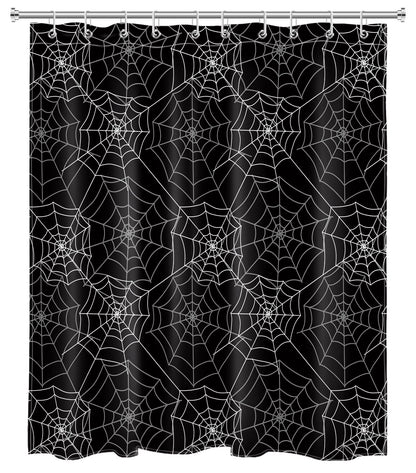 LB Halloween Shower Curtain Spider Web Decor Black Grey Bathroom Curtain with Hooks 60x72 inch Waterproof Polyester Fabric Bathroom Decorations,10 Holes