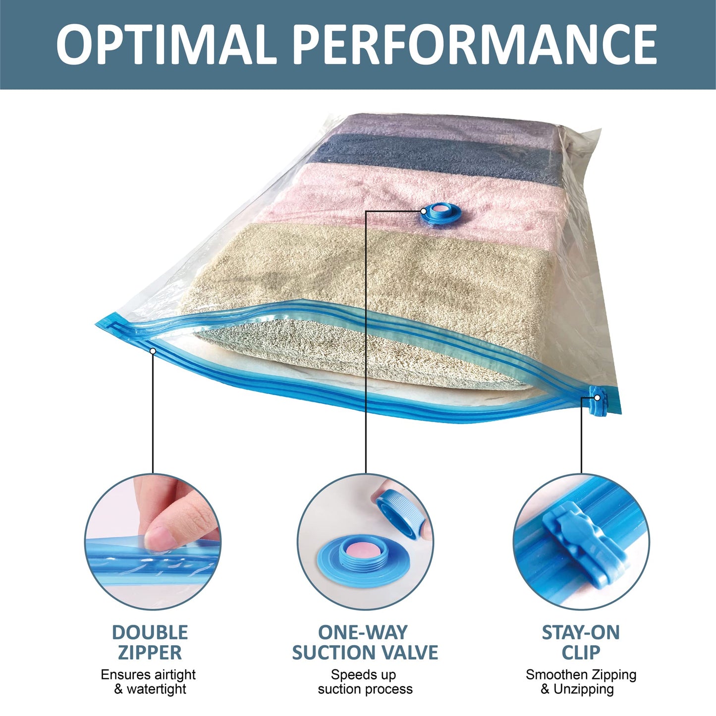 10 Pack Vacuum Storage Bags with Pump, 5 Jumbo and 5 Large Space Saver Vacuum Storage Bags, Vacuum Seal Bags for Clothing, Comfoters, Pillows, Blanket, Bedding