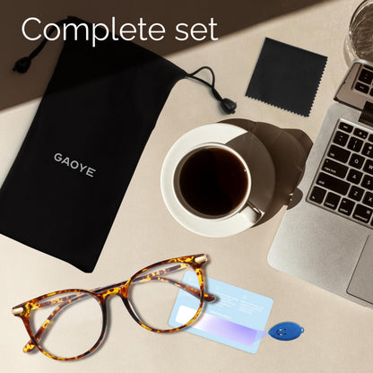 Gaoye Blue Light Blocking Glasses, Retro Round Eyewear Frame Anti Eyestrain Computer Glasses for Women Men (Tea Leopard/Transparent Lens)