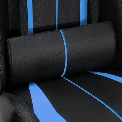HOFFREE RGB Gaming Chair with Speakers Massage Computer Gaming Chair with LED Lights and Footrest High Back Video Game Chair for Adults Blue and Black